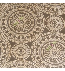 Brown beige color traditional designs circles rangoli scales deya zigzag circle lines main curtain